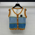 CHANEL EMBROIDERED LOGO OPEN-KNIT VEST 274868