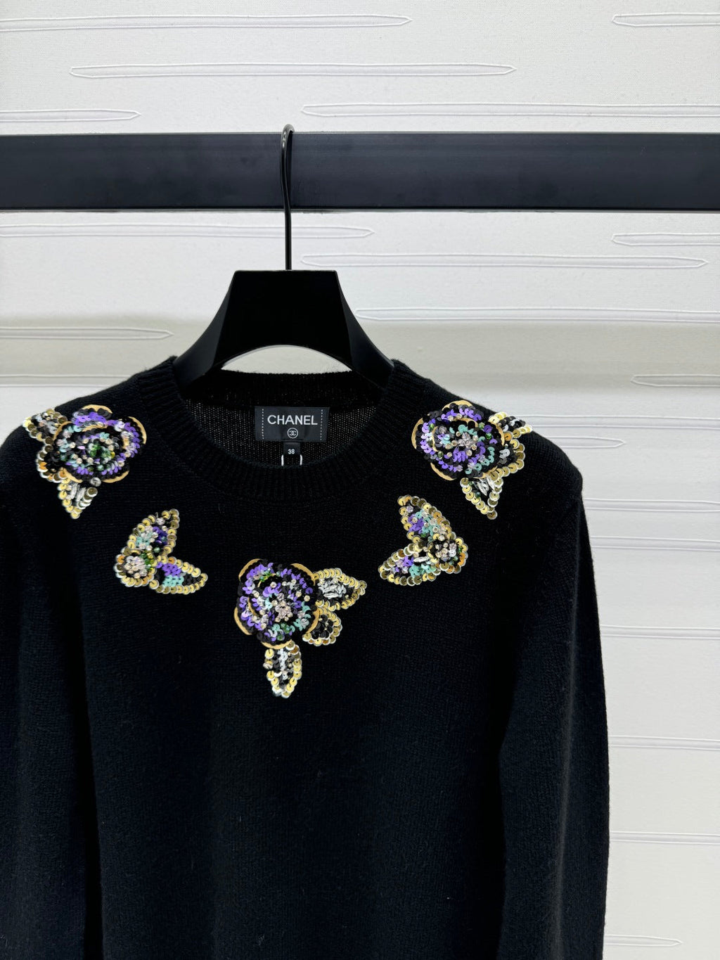 CHANEL SEQUIN CAMELLIA PULLOVER 274882