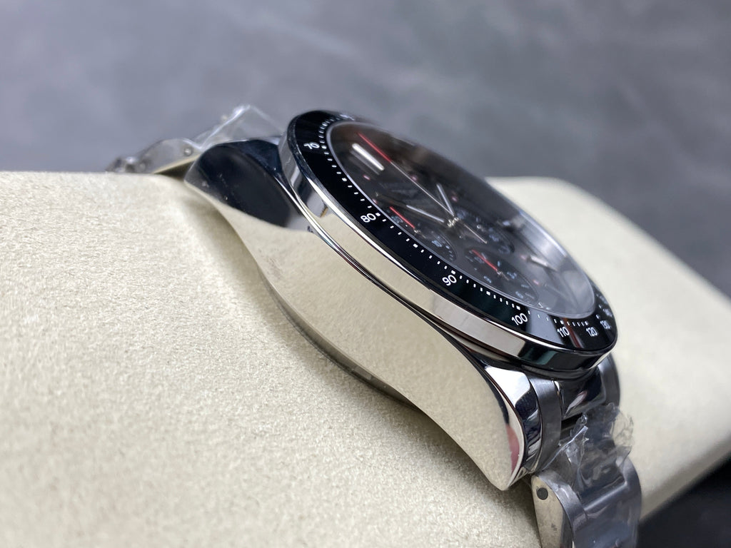 CONQUEST CHRONOGRAPH 42 MM SILVER CASE WITH FULL BLACK DIAL
