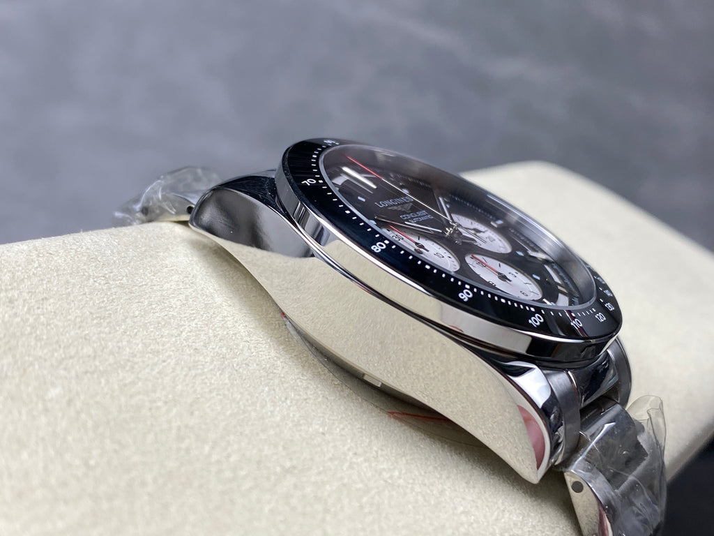 CONQUEST CHRONOGRAPH 42 MM SILVER CASE WITH BLACK DIAL