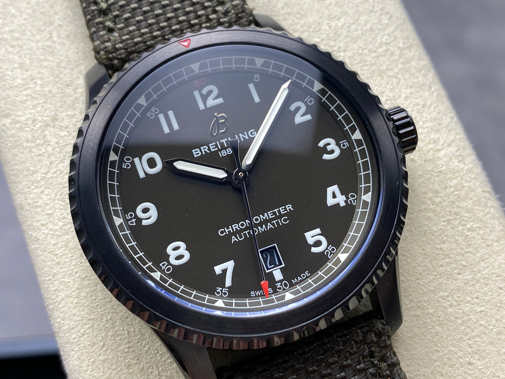 AVIATOR 8 CURTISS AUTOMATIC STEEL CASE KHAKI GREEN NYLON STRAP
