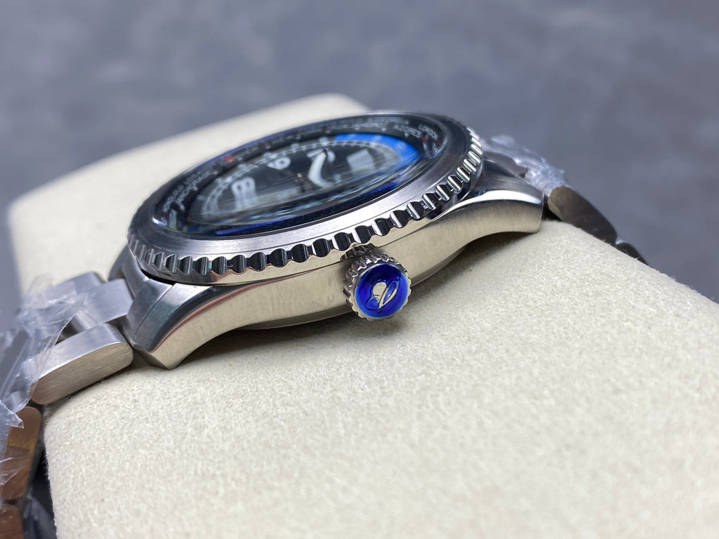 AVIATOR 8 AUTOMATIC ALL STEEL BLACK MIX BLUE DIAL
