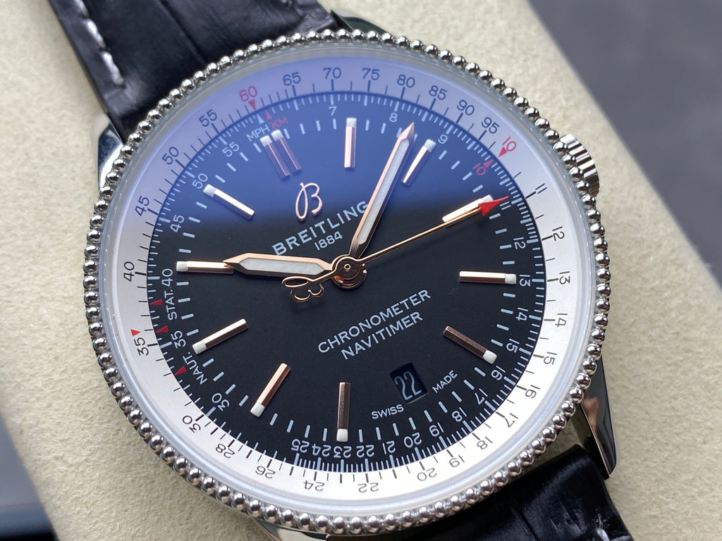 NAVITIMER AUTOMATIC 41 STEEL CASE BLACK ALLIGATOR LEATHER STRAP