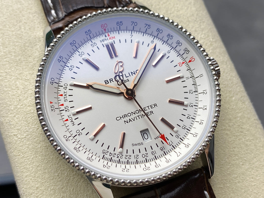 NAVITIMER AUTOMATIC 41 STEEL CASE BROWN ALLIGATOR LEATHER STRAP