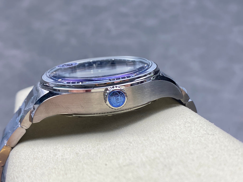 PORTUGIESER AUTOMATIC 42 WATCH SILVER CASE WITH NAVY BLUE DIAL