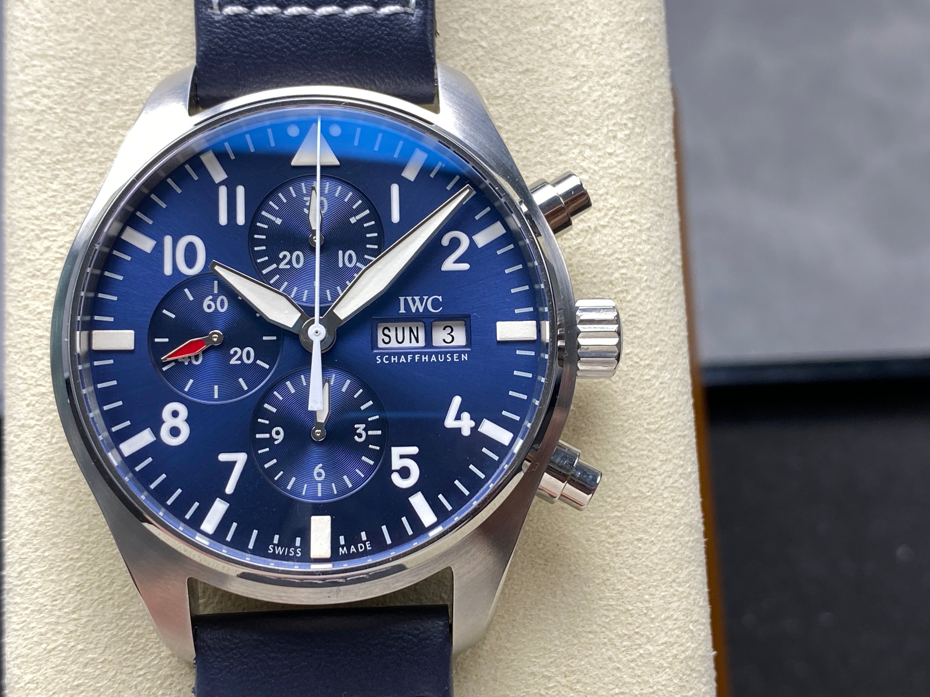 PILOT'S WATCH MARK XX STAINLESS STEEL CASE WITH NAVY BLUE LEATHER TRAP AND DIAL