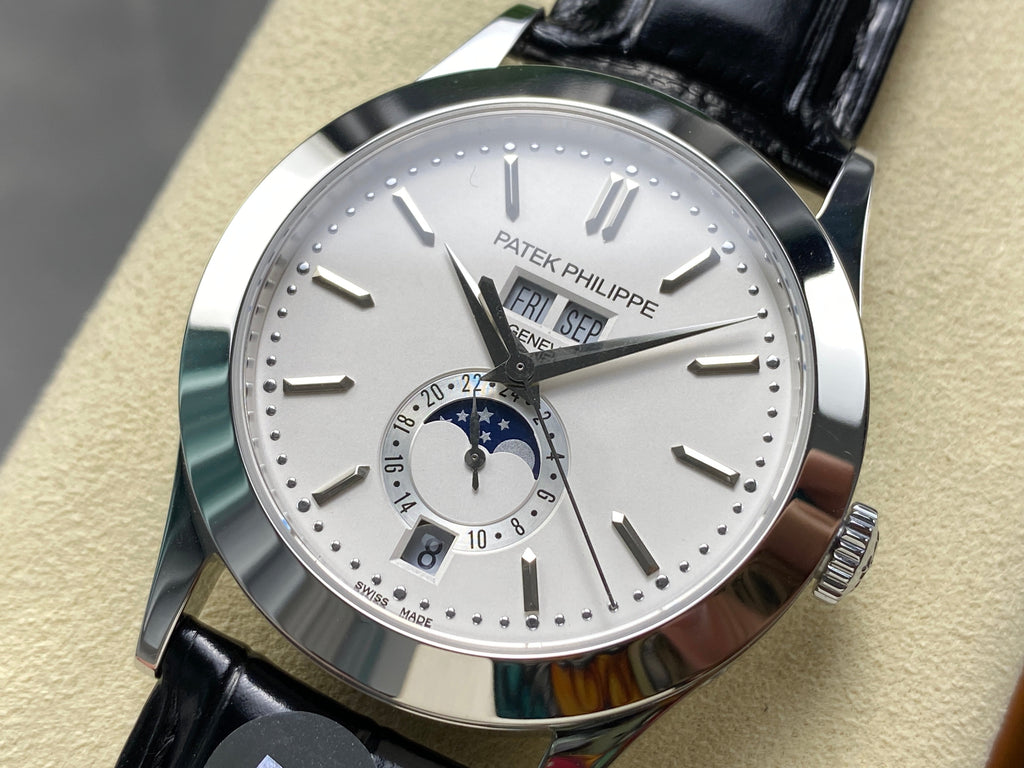 ANNUAL CALENDAR SELF-WINDING WHITE GOLD CASE BROWN BLACK STRAP