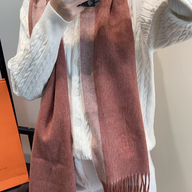 HERMES 25S SCARF 190 IN CASHMERE 854634