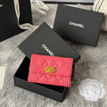 LEBOY WALLET 11 IN MANDY PINK GRAINED CALFSKIN GOLD-TONE HARDWARE
