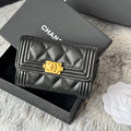 LEBOY WALLET 11 IN BLACK GRAINED CALFSKIN GOLD-TONE HARDWARE
