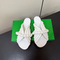 BOTTEGA VENETA 26S BRAIDED STRAP SANDALS IN WHITE LAMBSKIN