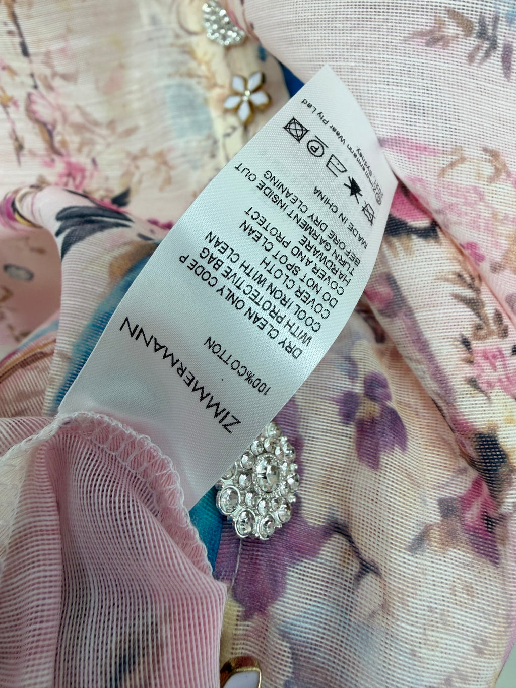 ZIMMERMANN 26S STAND COLLAR PATTERNED DRESS STYLE 106