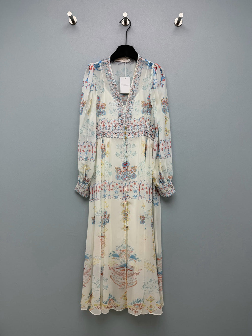 ZIMMERMANN 26S BEADED EMBROIDERED CHIFFON MAXI DRESS STYLE 32