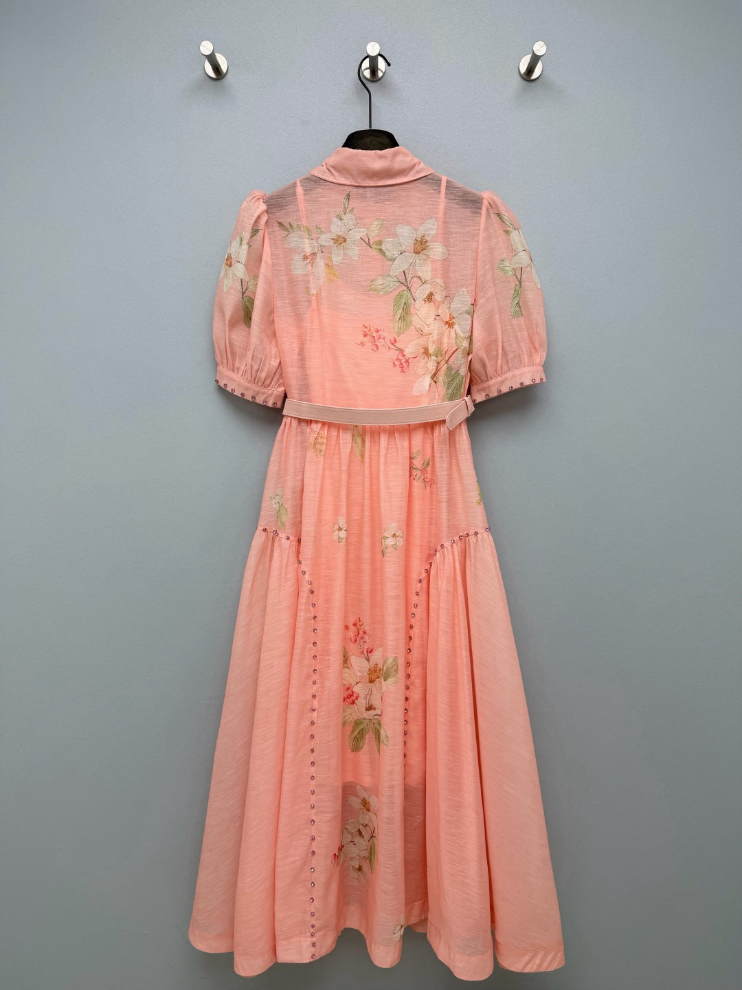 ZIMMERMANN 26S FLORAL BELTED MIDI SHIRT DRESS STYLE 256