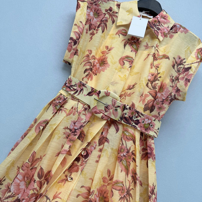 ZIMMERMANN 26S FLORAL BELTED MINI SHIRT DRESS STYLE 255