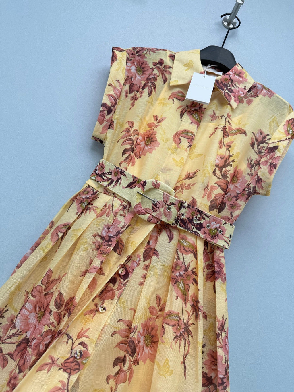 ZIMMERMANN 26S FLORAL BELTED MINI SHIRT DRESS STYLE 255