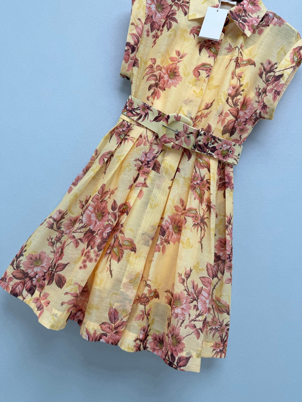 ZIMMERMANN 26S FLORAL BELTED MINI SHIRT DRESS STYLE 255