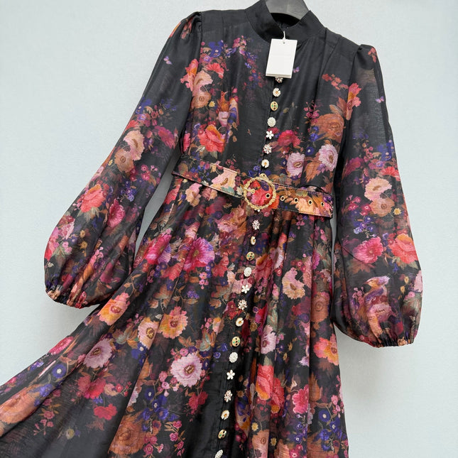 ZIMMERMANN 26S LONG SLEEVE STAND COLLAR DRESS STYLE 257