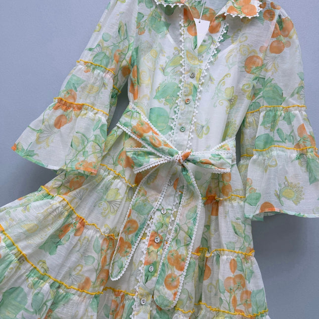 ZIMMERMANN 26S FLORAL RUFFLE MINI SHIRT DRESS STYLE 258