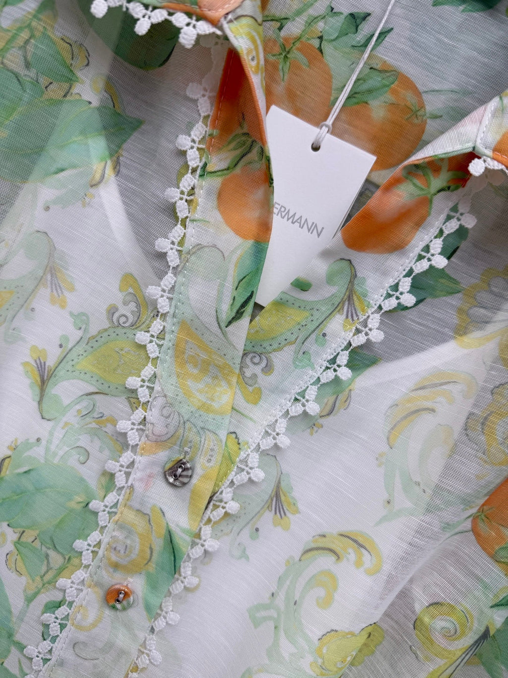 ZIMMERMANN 26S FLORAL RUFFLE MINI SHIRT DRESS STYLE 258