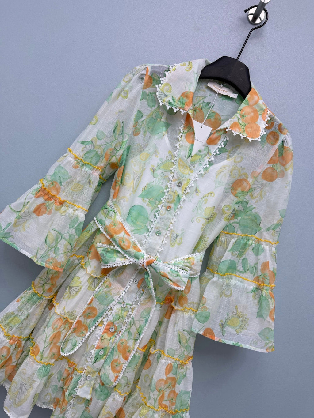 ZIMMERMANN 26S FLORAL RUFFLE MINI SHIRT DRESS STYLE 258