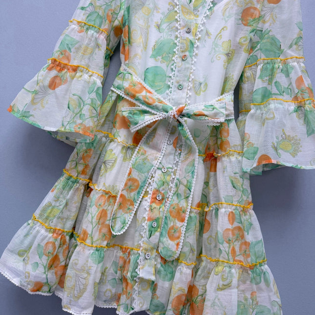 ZIMMERMANN 26S FLORAL RUFFLE MINI SHIRT DRESS STYLE 258