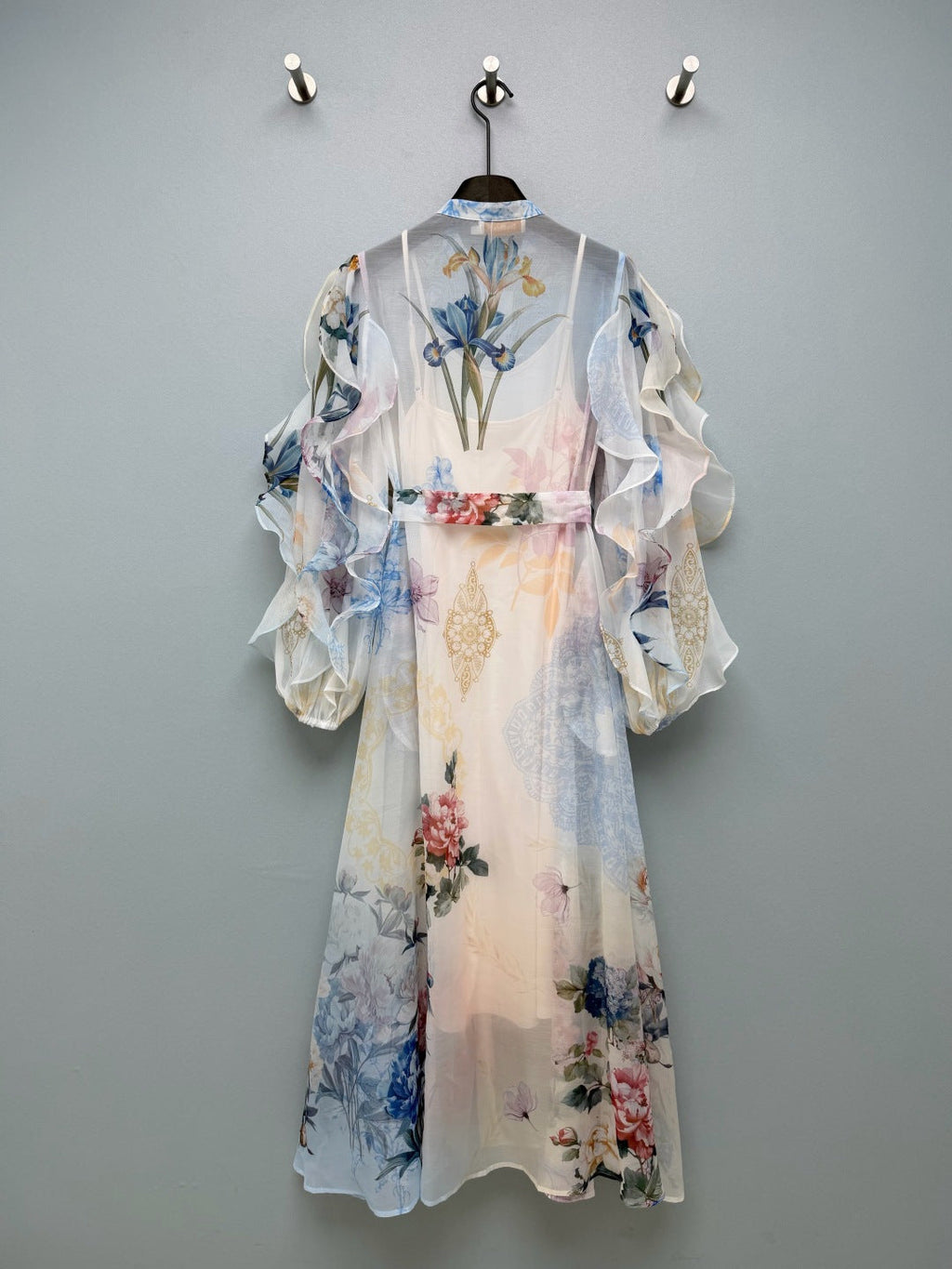 ZIMMERMANN 26S FLORAL RUFFLE SLEEVE MIDI DRESS STYLE 259