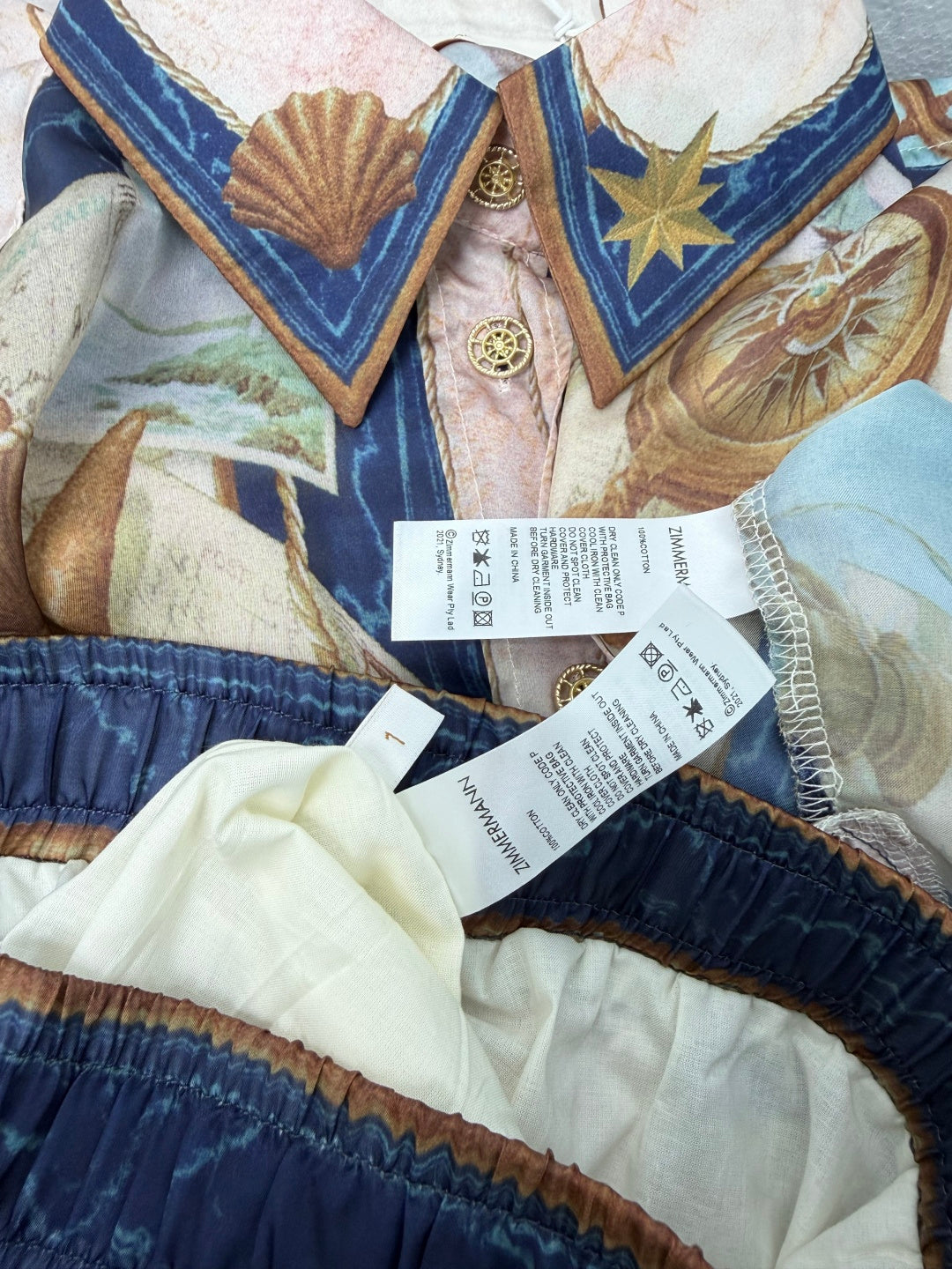 ZIMMERMANN 26S SHIRT AND WIDE LEG PANTS SET STYLE 246
