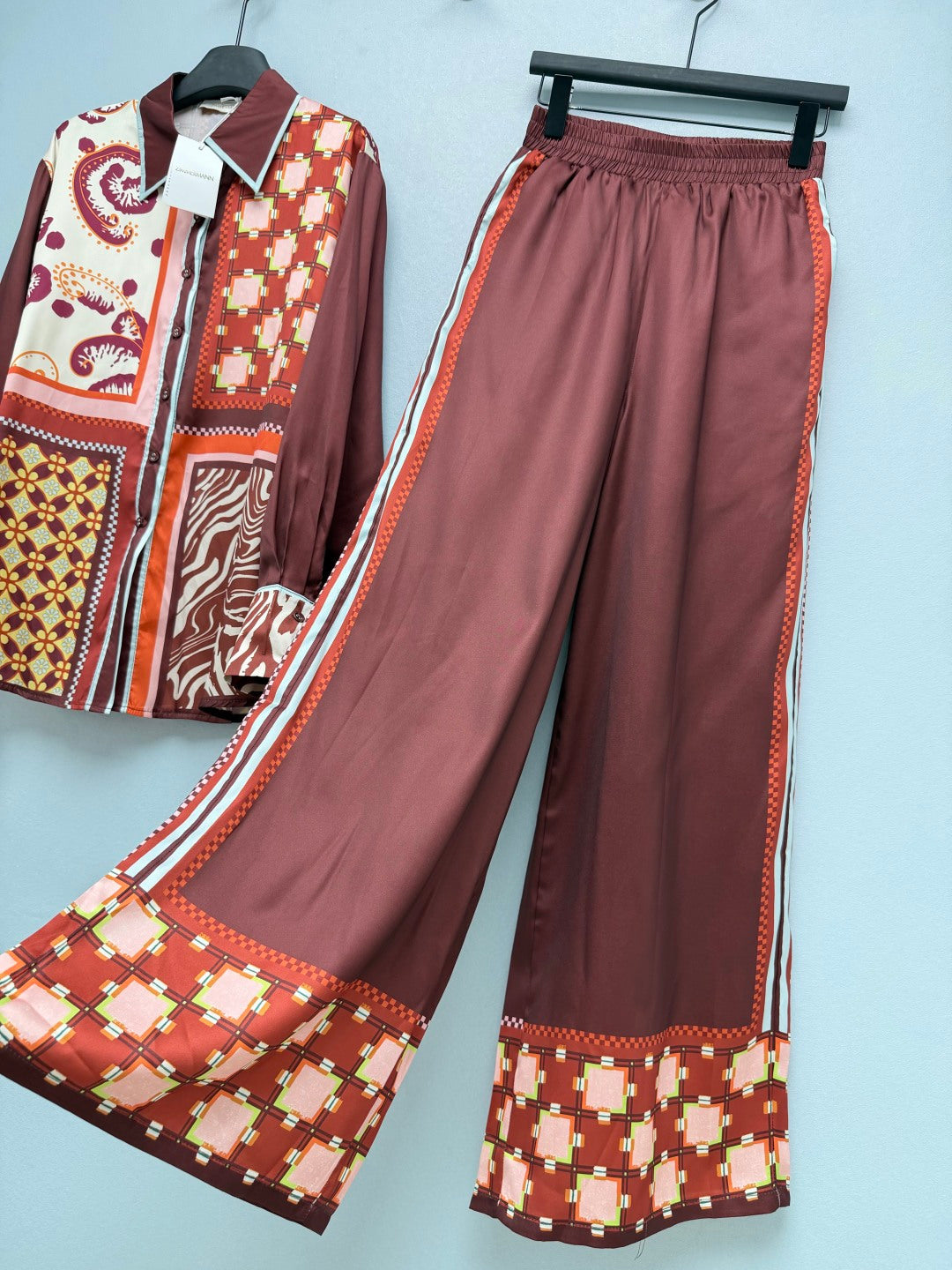 ZIMMERMANN 26S SHIRT AND WIDE LEG PANTS SET STYLE 245