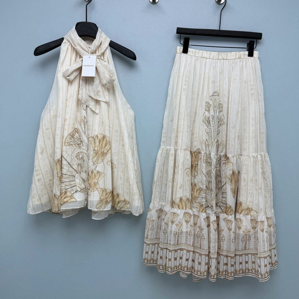 ZIMMERMANN 26S HALTER NECK TOP AND SKIRT SET STYLE 244