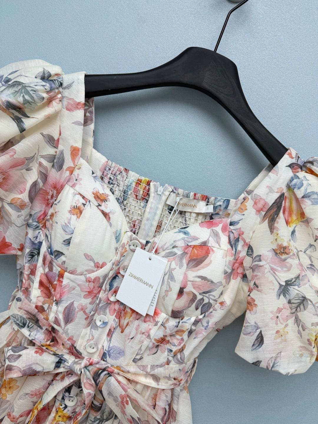 ZIMMERMANN 26S FLORAL PUFF SLEEVE MINI DRESS 194