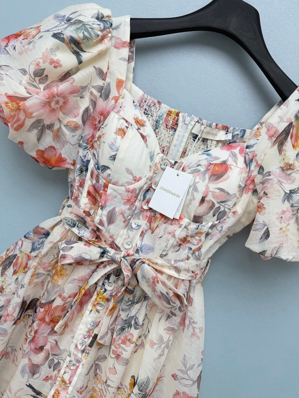 ZIMMERMANN 26S FLORAL PUFF SLEEVE MINI DRESS 194