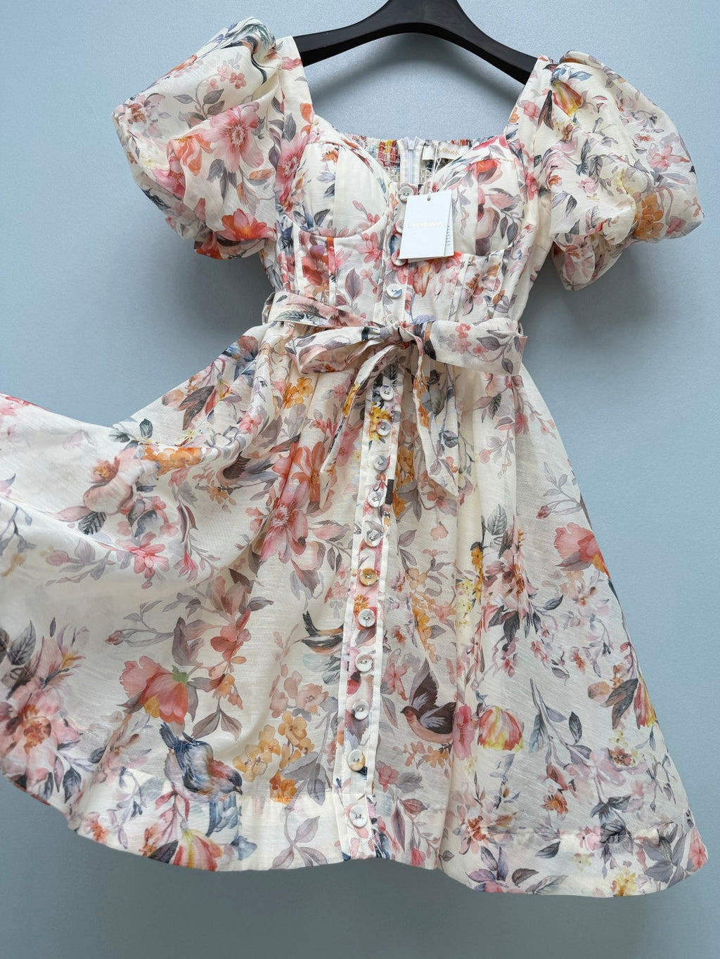 ZIMMERMANN 26S FLORAL PUFF SLEEVE MINI DRESS 194