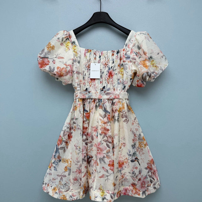 ZIMMERMANN 26S FLORAL PUFF SLEEVE MINI DRESS 194