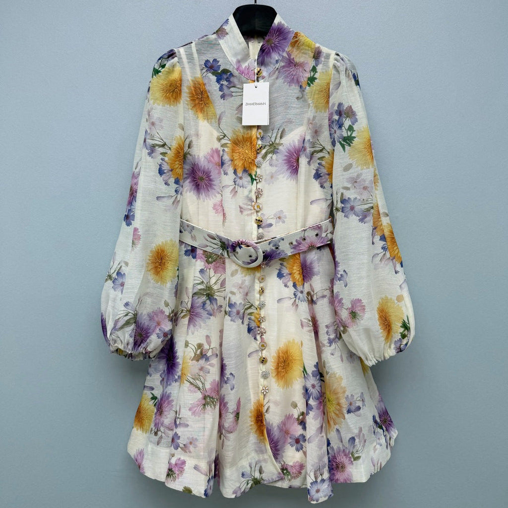 ZIMMERMANN 26S FLORAL PUFF SLEEVE MINI DRESS STYLE 191