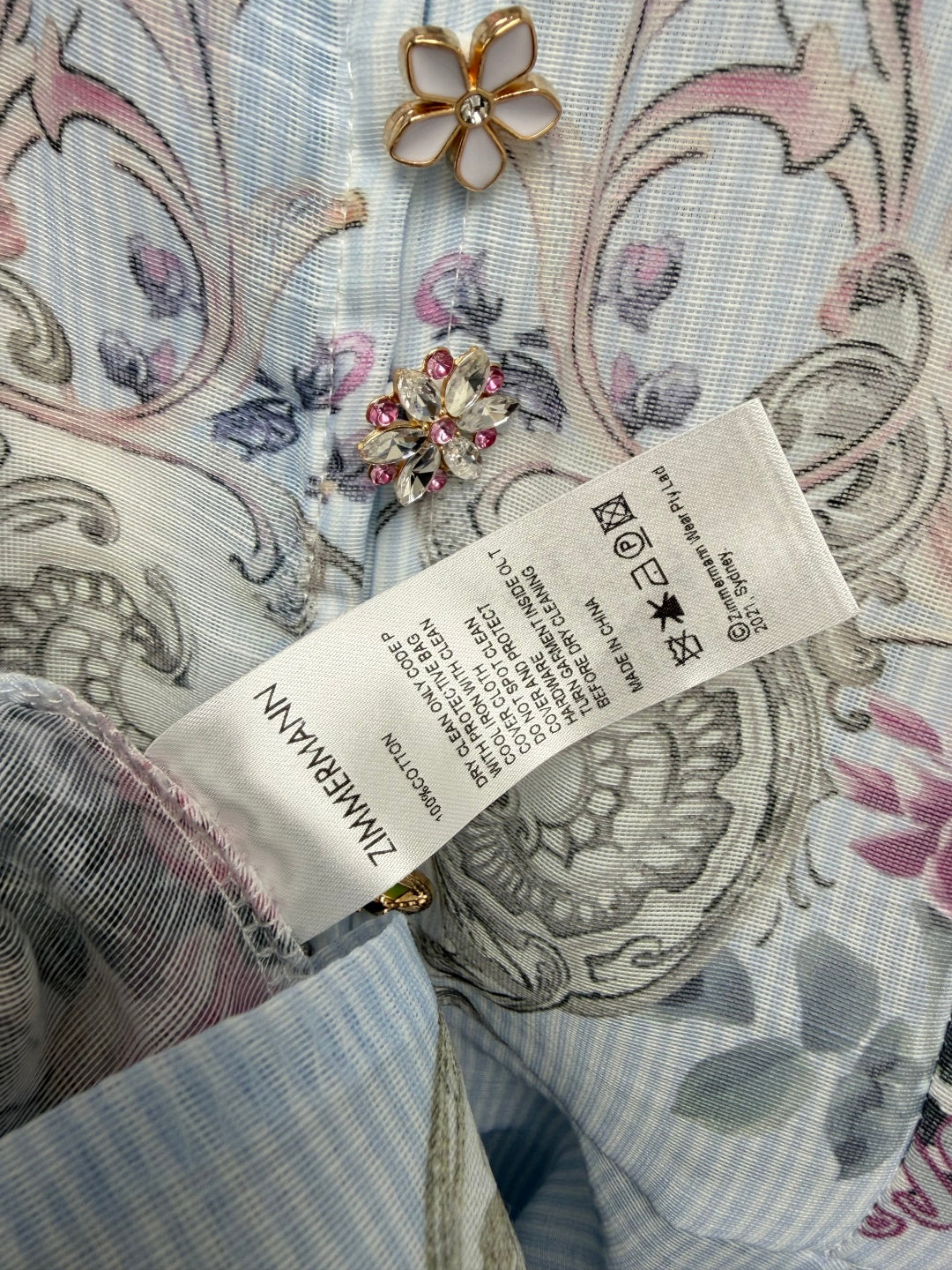 ZIMMERMANN 26 LONG SLEEVE FLORAL MINI DRESS STYLE 230