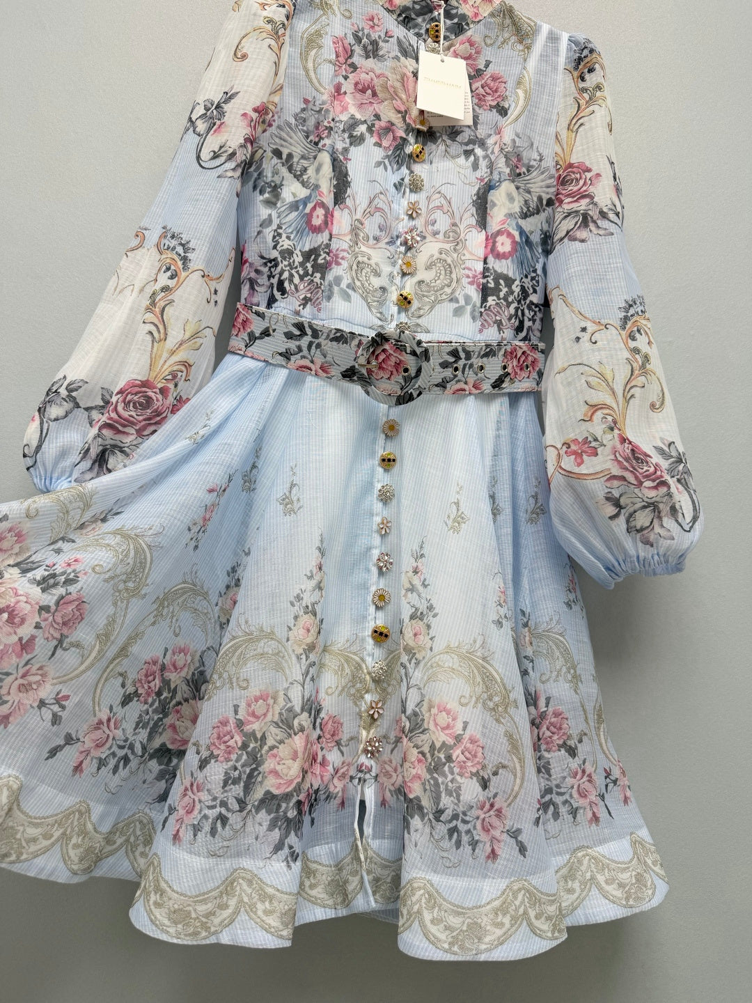 ZIMMERMANN 26 LONG SLEEVE FLORAL MINI DRESS STYLE 230