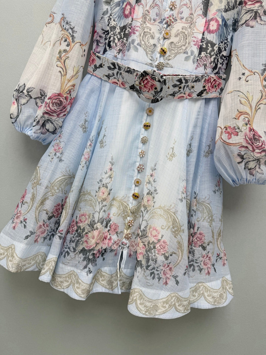 ZIMMERMANN 26 LONG SLEEVE FLORAL MINI DRESS STYLE 230