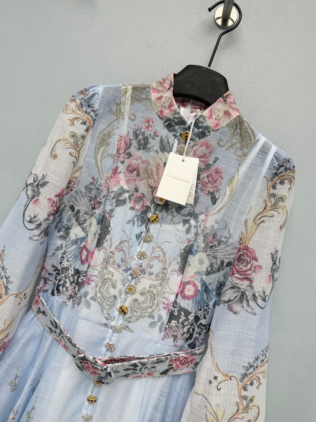 ZIMMERMANN 26 LONG SLEEVE FLORAL MINI DRESS STYLE 230