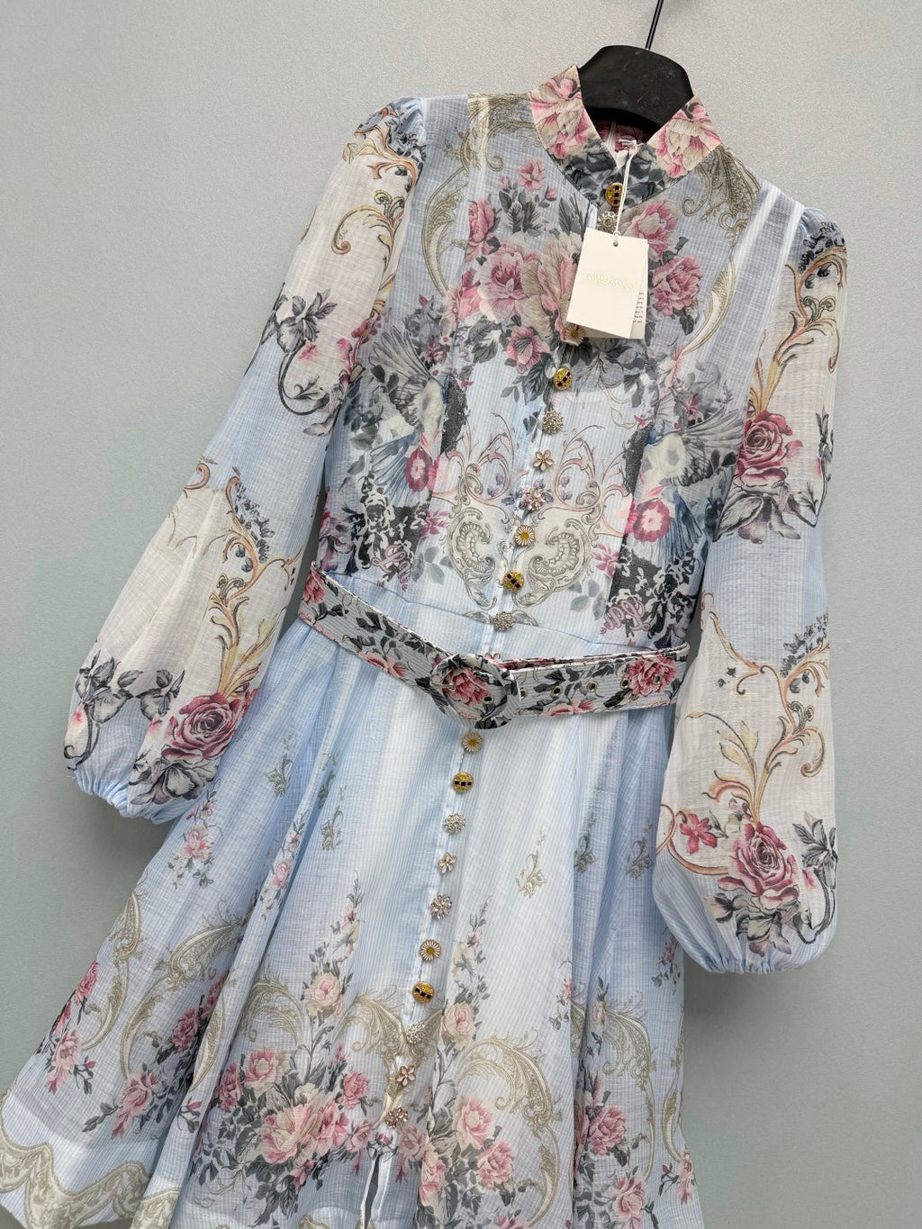 ZIMMERMANN 26 LONG SLEEVE FLORAL MINI DRESS STYLE 230