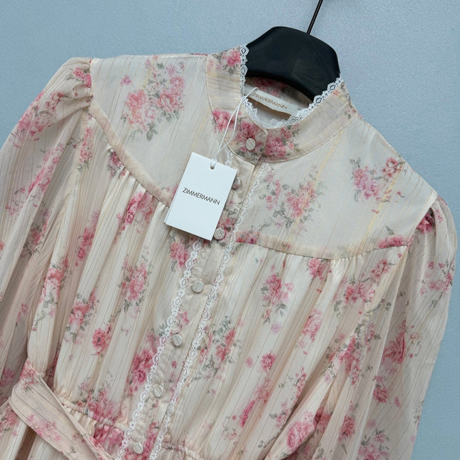 ZIMMERMANN 26 LONG SLEEVE FLORAL MINI DRESS STYLE 229