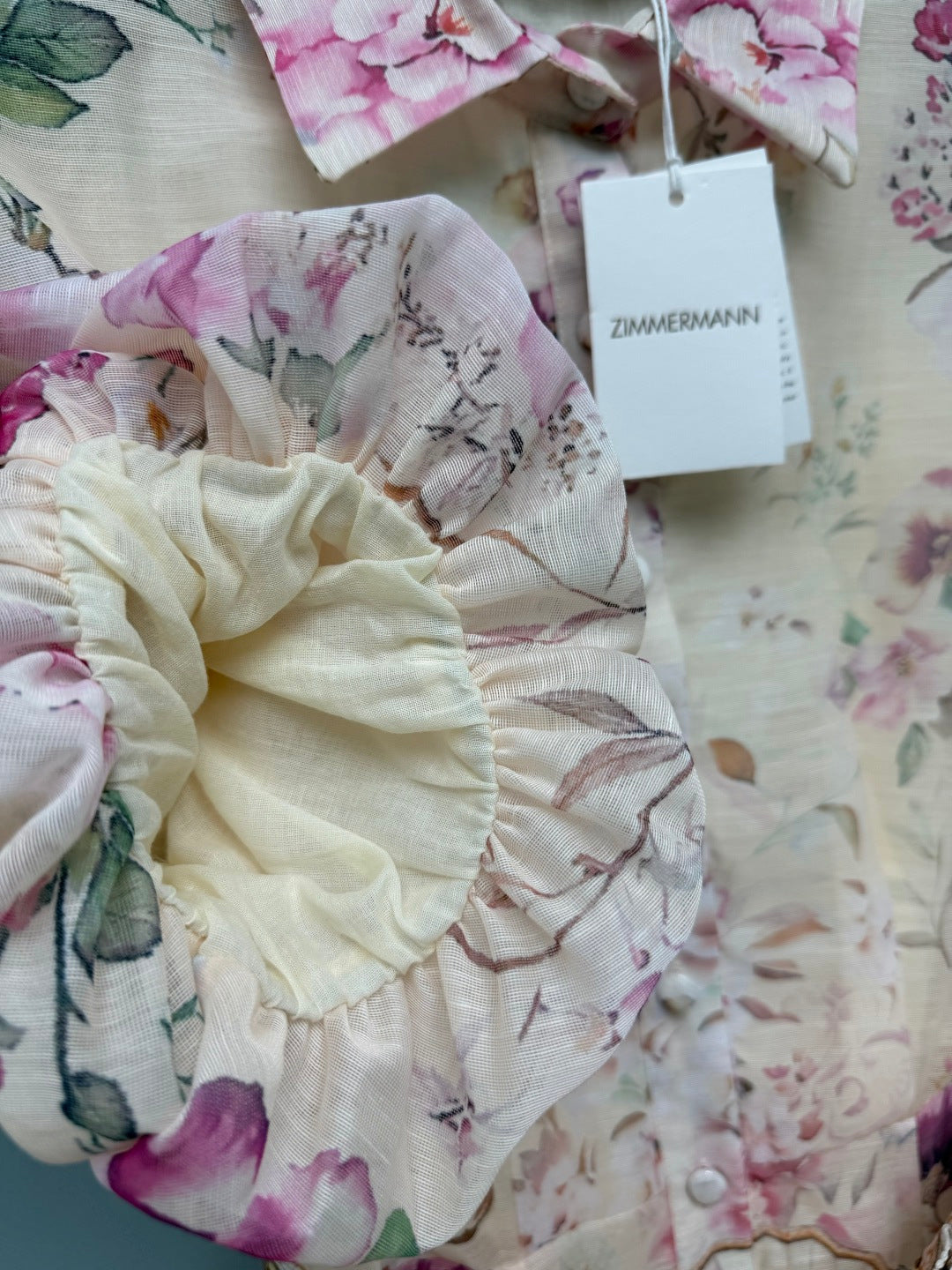 ZIMMERMANN 26 FLORAL PUFF SLEEVE MINI DRESS STYLE 227