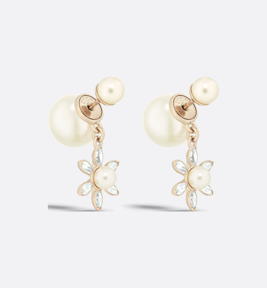 CD 26S PEARL FLORAL DROP EARRINGS GOLD TONE METAL 645545