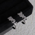 YSL 26S CRYSTAL LOGO HOOP EARRINGS IN SILVER TONE METAL 629139