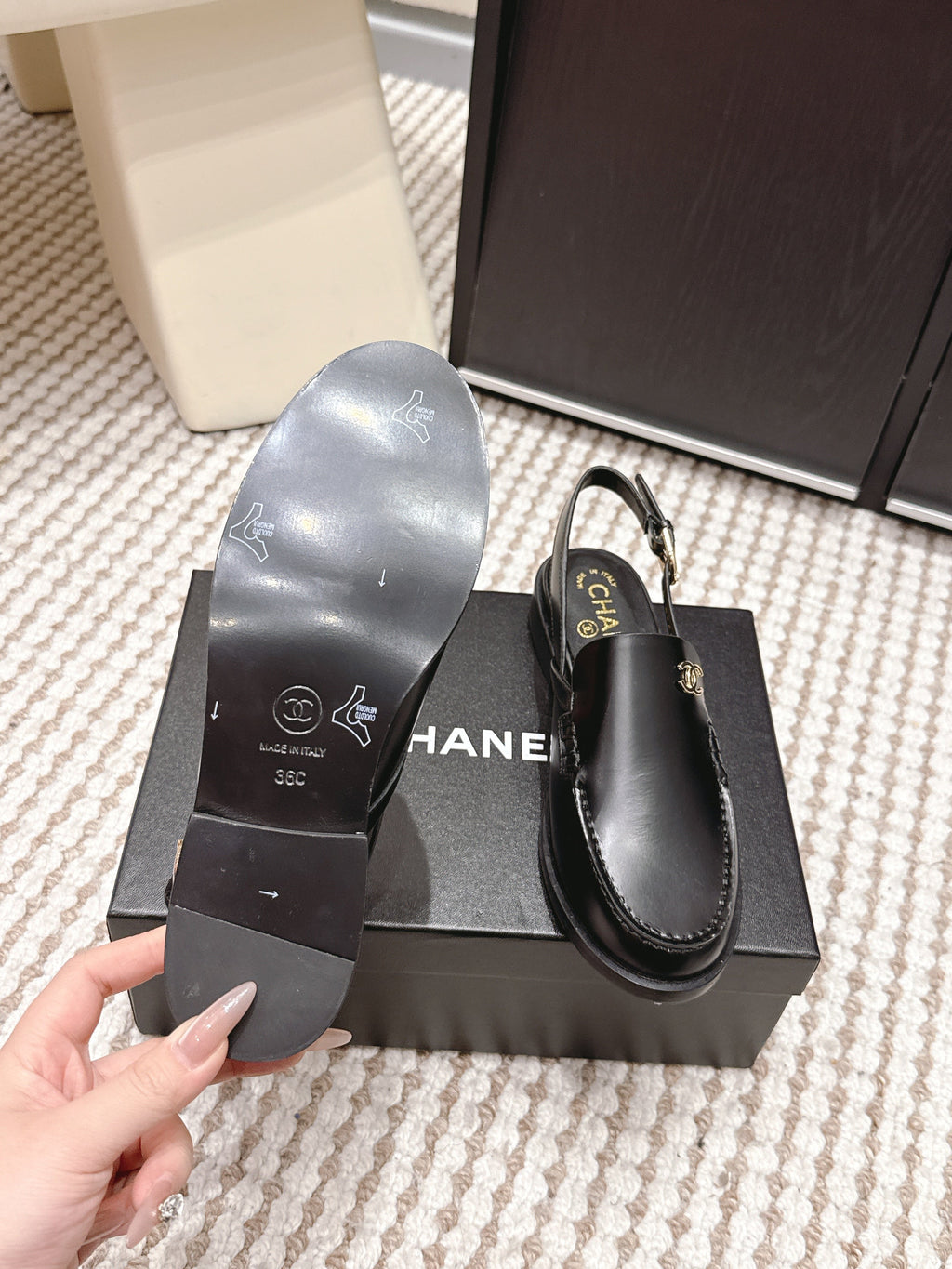 26S SLINGBACK LOAFERS IN BLACK CALFSKIN