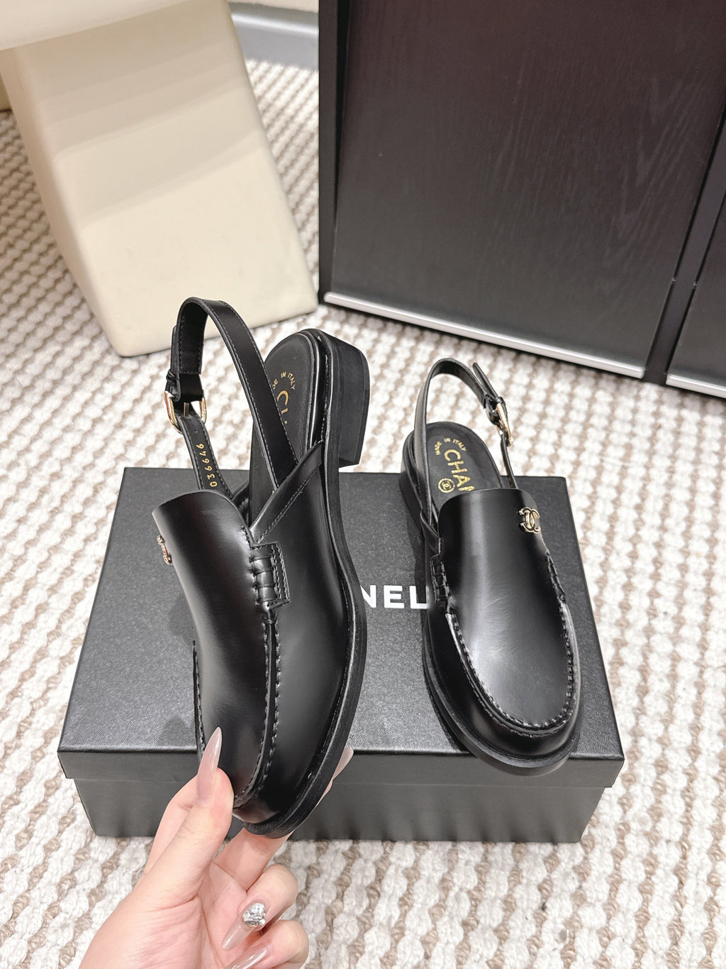 26S SLINGBACK LOAFERS IN BLACK CALFSKIN
