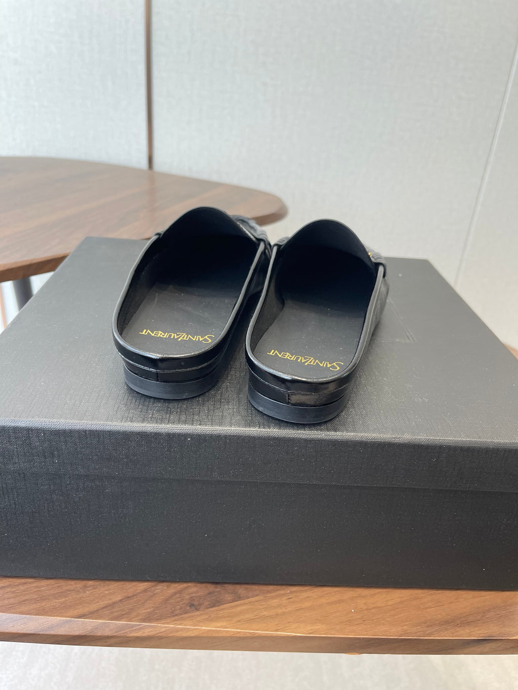 YSL 26S LOAFER MULES IN BLACK CALFSKIN