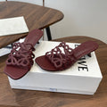 LOEWE 26S HIGH HEEL SANDALS IN WINE RED CALFSKIN