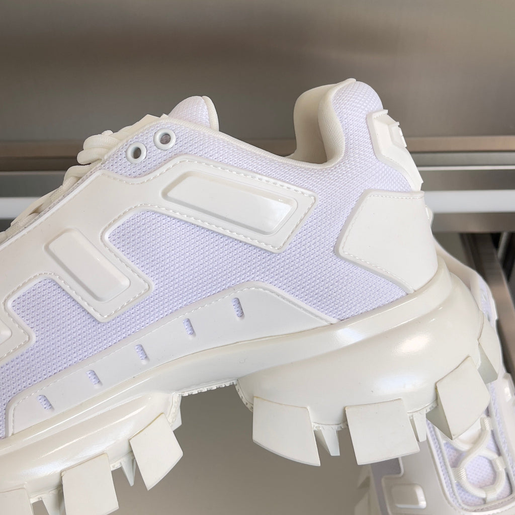 PRADA 26S CLOUDBUST THUNDER SNEAKERS 60MM IN WHITE MESH FABRIC