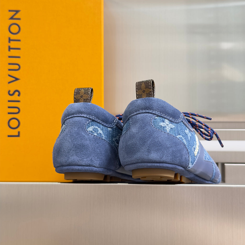 LV 26S SNEAKERINA SNEAKERS IN BLUE MONOGRAM DENIM AND CALFSKIN
